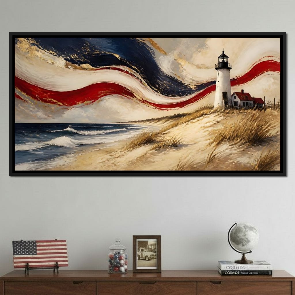 Coastal Beacon Of Freedom Canvas Wall Art