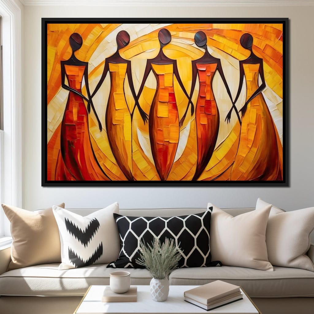 Women in Maroon Harmony Canvas Wall Art