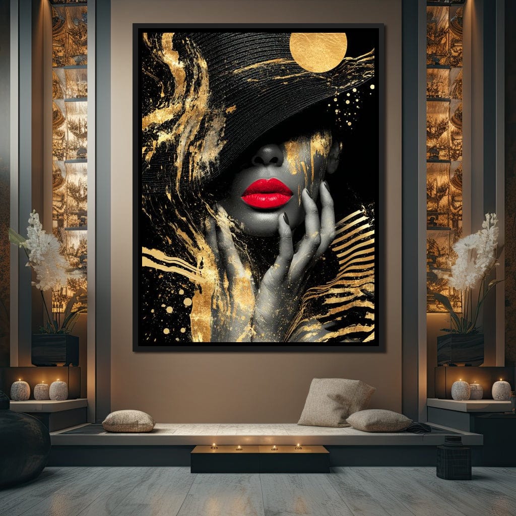 Modern Noir Gold Elegance Portrait Canvas Wall Art