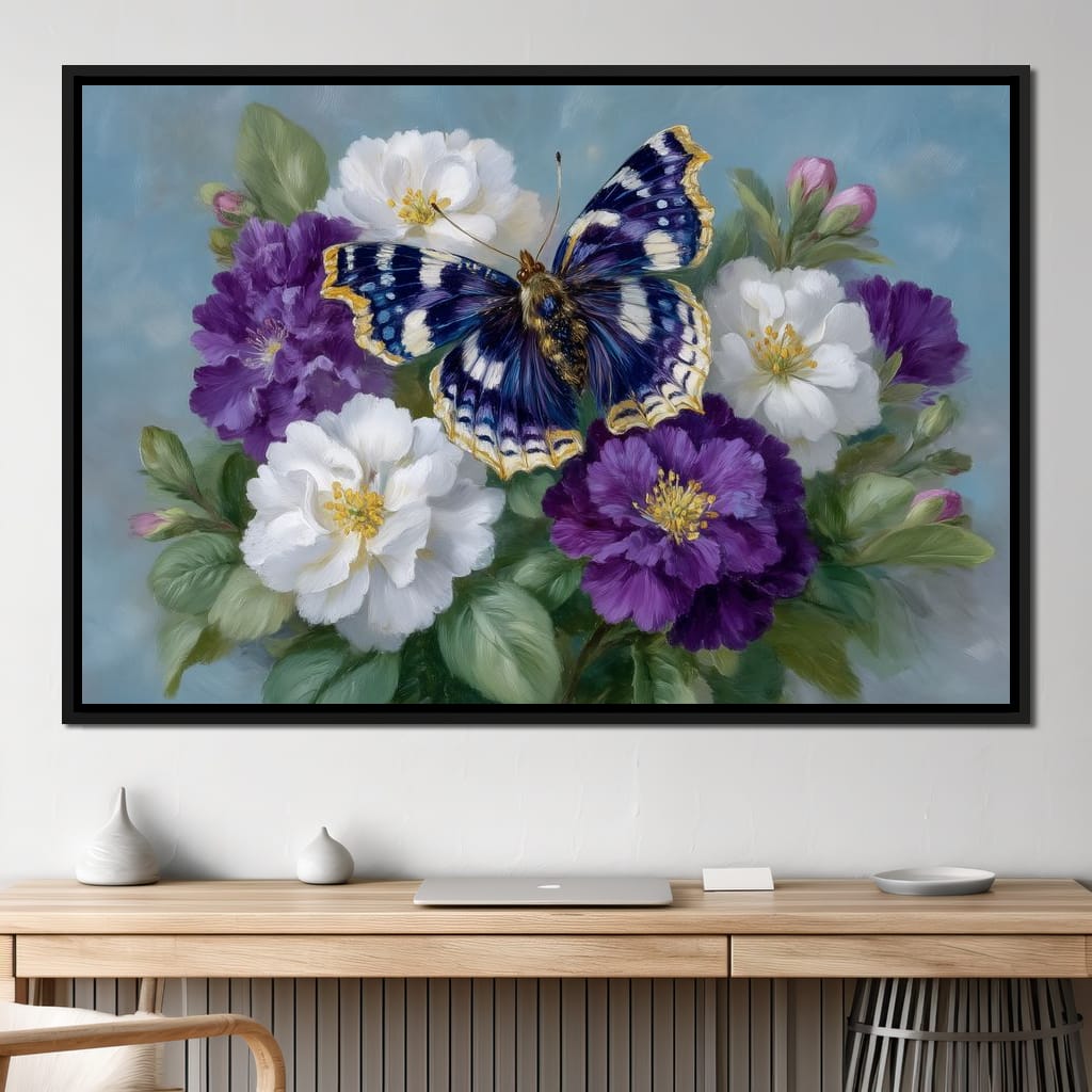 Sapphire Butterfly Bouquet Canvas Wall Art
