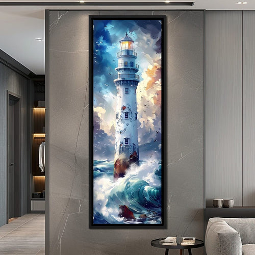 Lighthouse Beacon at Sea Canvas Wall Art