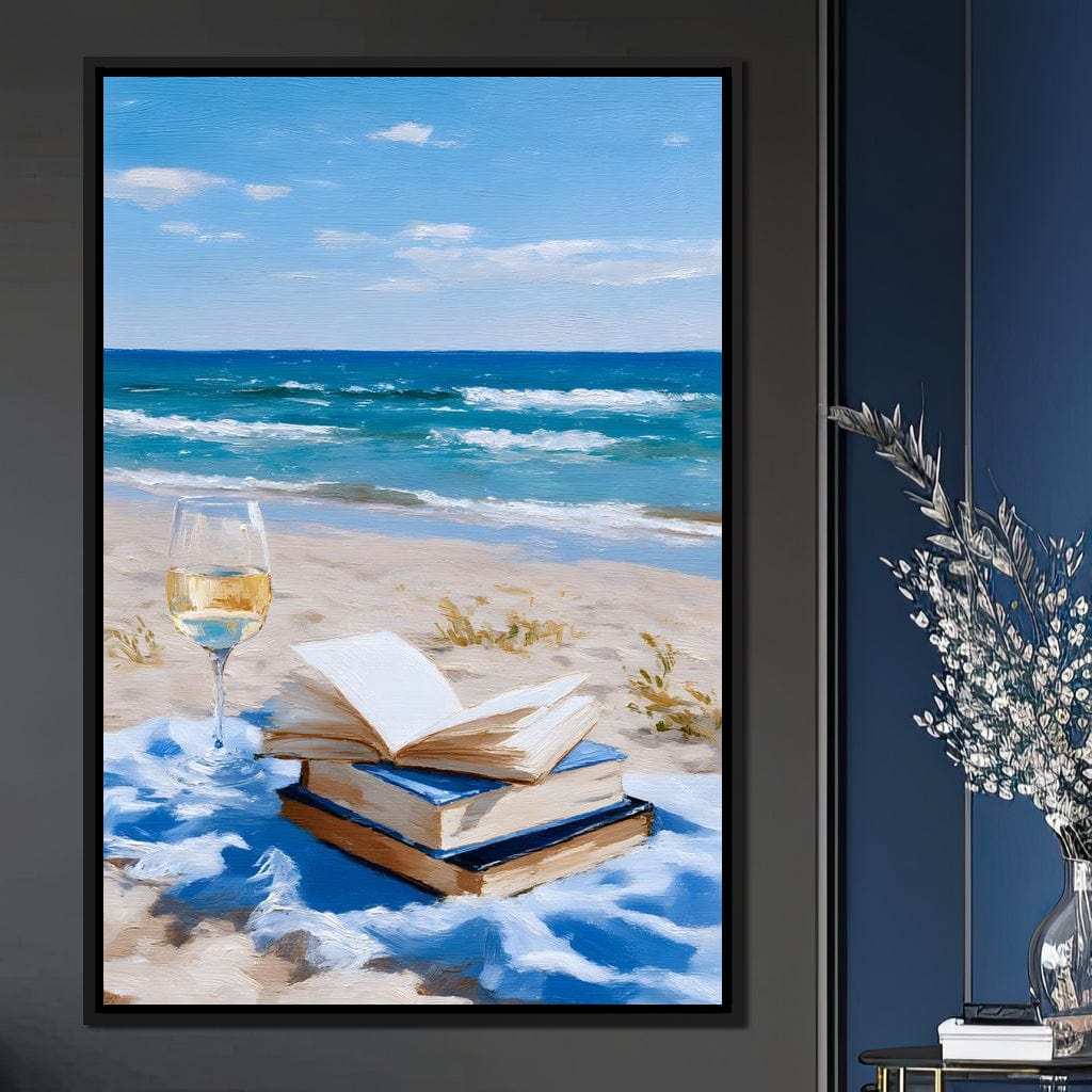 Seaside Pages and Golden Sip Canvas Wall Art