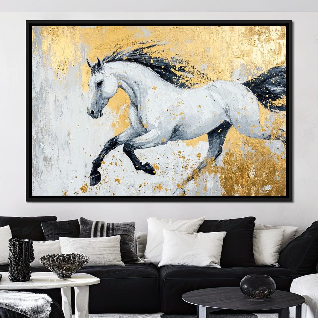 Golden Freedom Gallop Canvas Wall Art