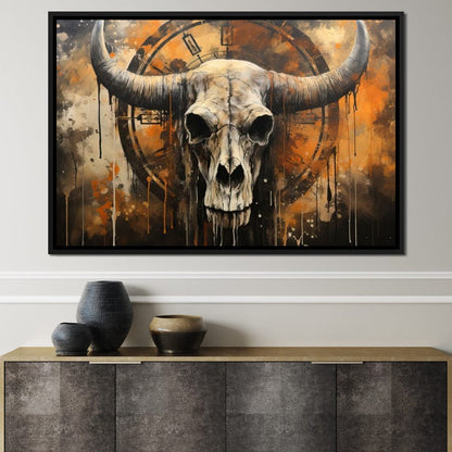 Bull Skull in the Gothic Twilight Canvas Wall Art