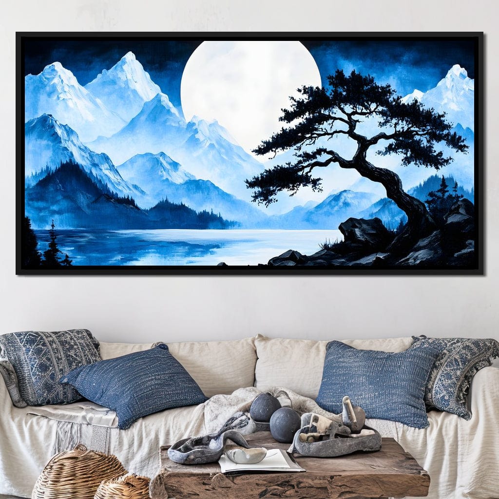 Moonlit Tranquil Peakscape Canvas Wall Art