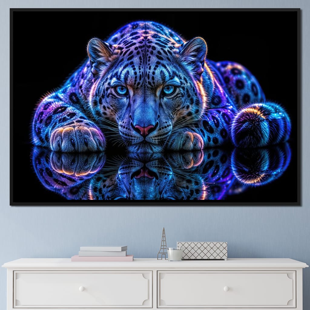 Bioluminescent Snow Leopard Canvas Wall Art