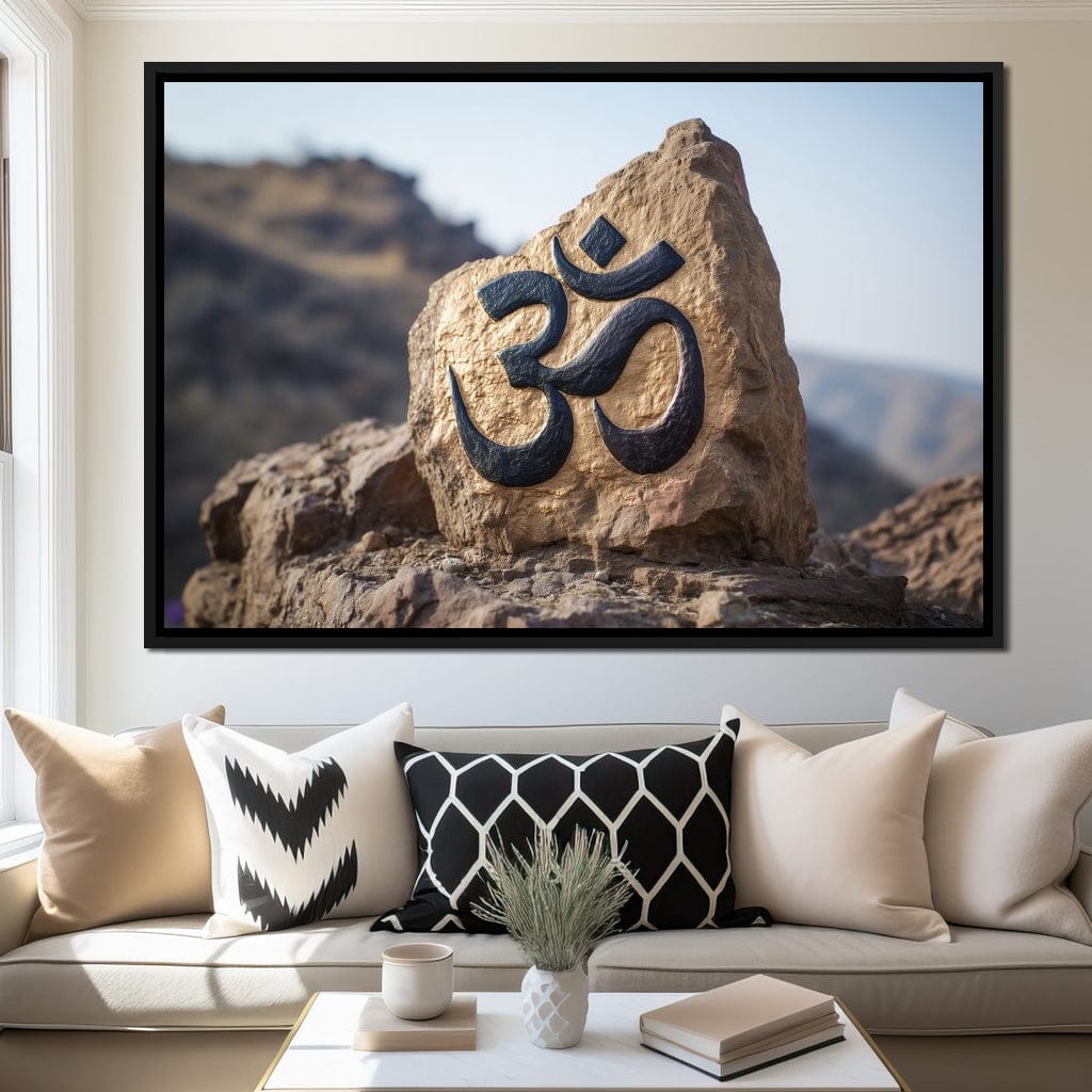 Om Mountain Stone Aum Sign Canvas Wall Art