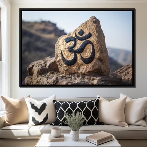 Om Mountain Stone Aum Sign Canvas Wall Art