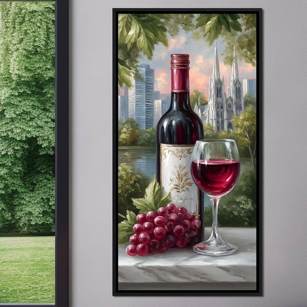 Wine Reflections Cityscape Elegance Canvas Wall Art