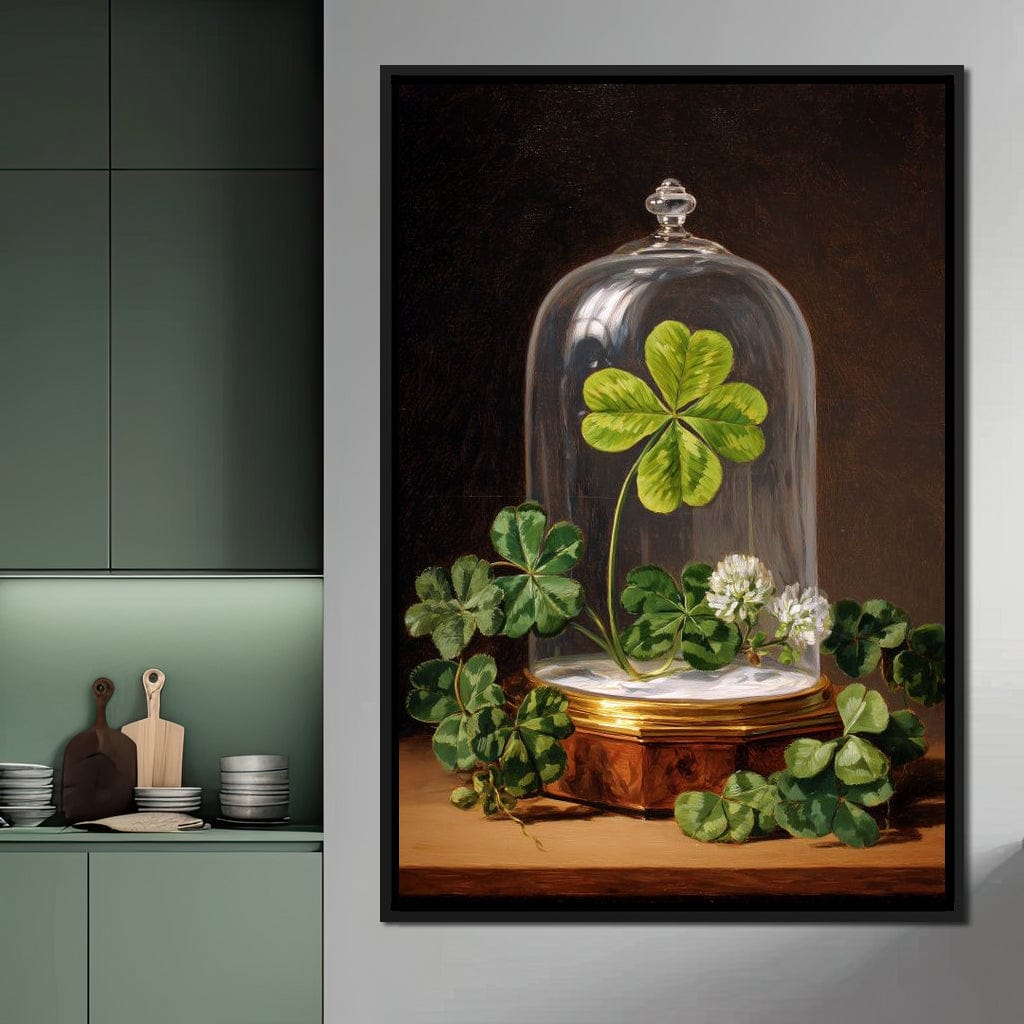 Lucky Clover Glass Dome Canvas Wall Art