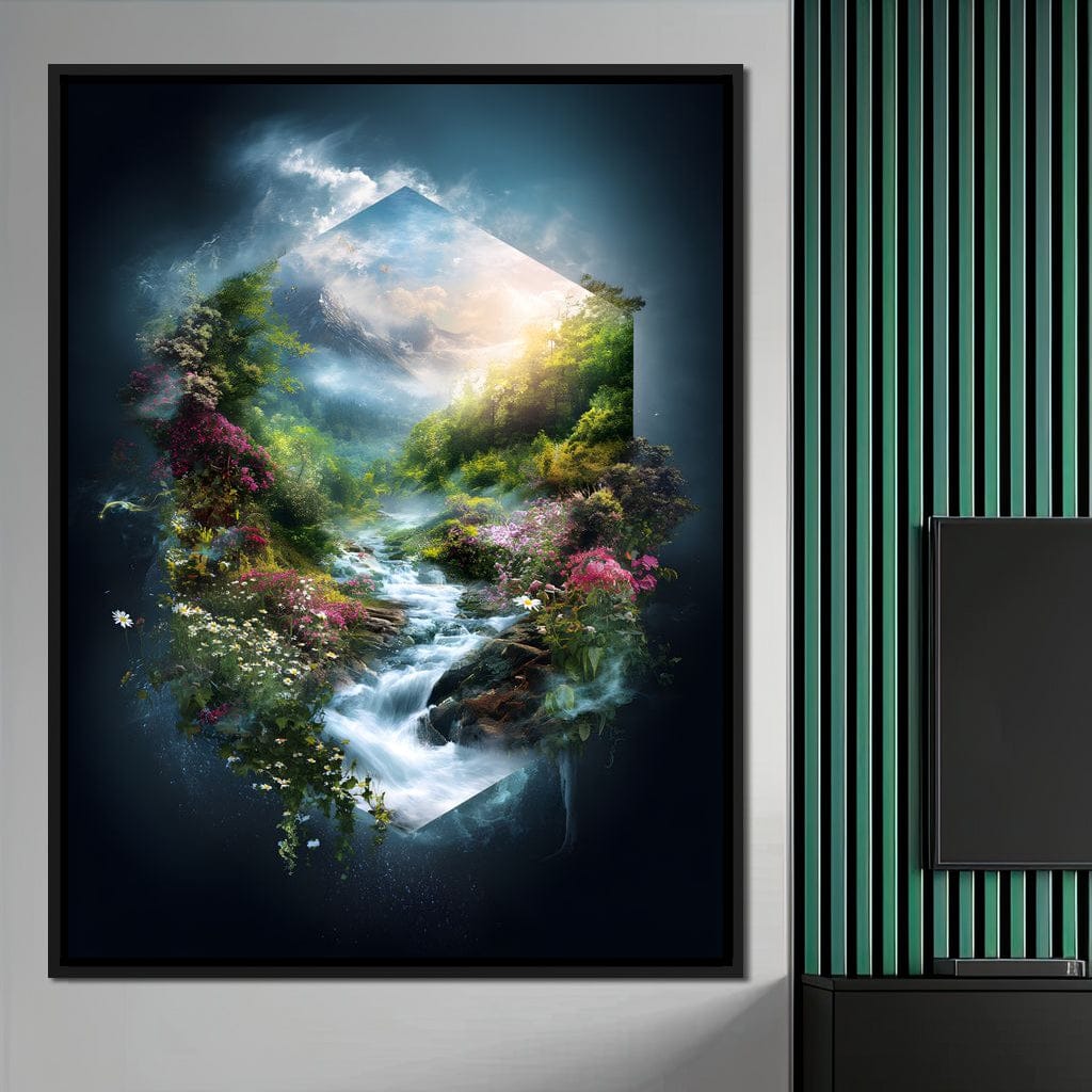 Hexagonal Nature Portal Cascade Canvas Wall Art