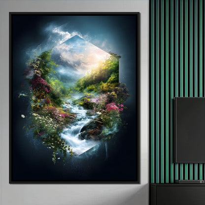 Hexagonal Nature Portal Cascade Canvas Wall Art