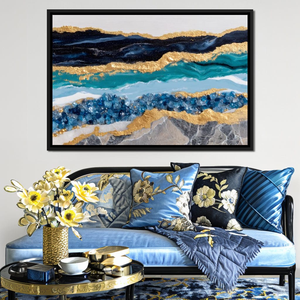 Gilded Ocean Geode Flow Canvas Wall Art