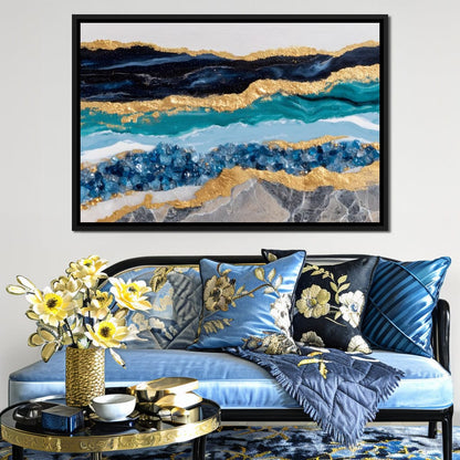 Gilded Ocean Geode Flow Canvas Wall Art