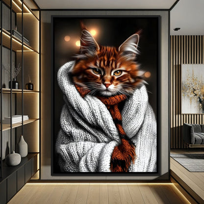 Warm Feline Elegance Wrapped Canvas Wall Art