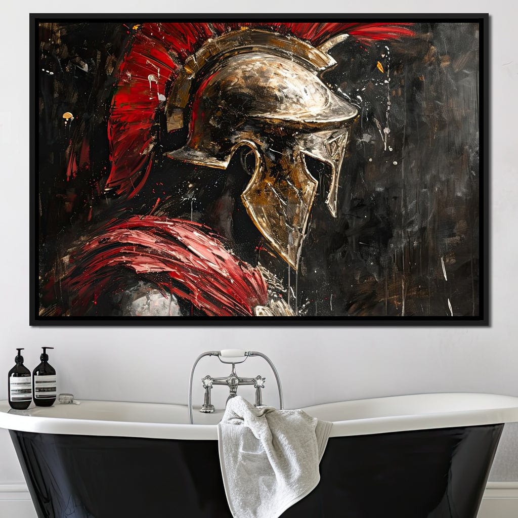Spartan Solitude in Crimson Canvas Wall Art