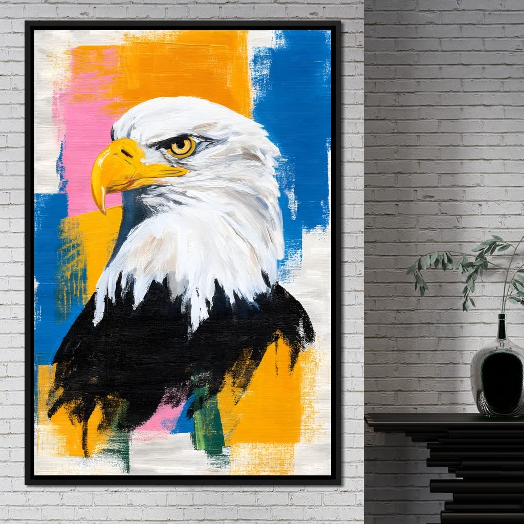 Bold Eagle Pop Portrait Canvas Wall Art