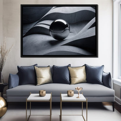 Black Mirror Sphere Canvas Wall Art