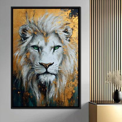 Majestic Lion Gold Radiance Canvas Wall Art