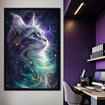 Starlit Feline Nebula Dreams Canvas Wall Art
