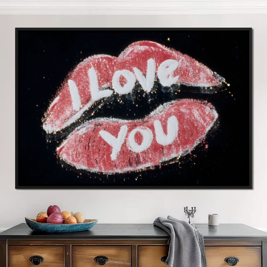 Love You Glitter Kiss Pop Canvas Wall Art