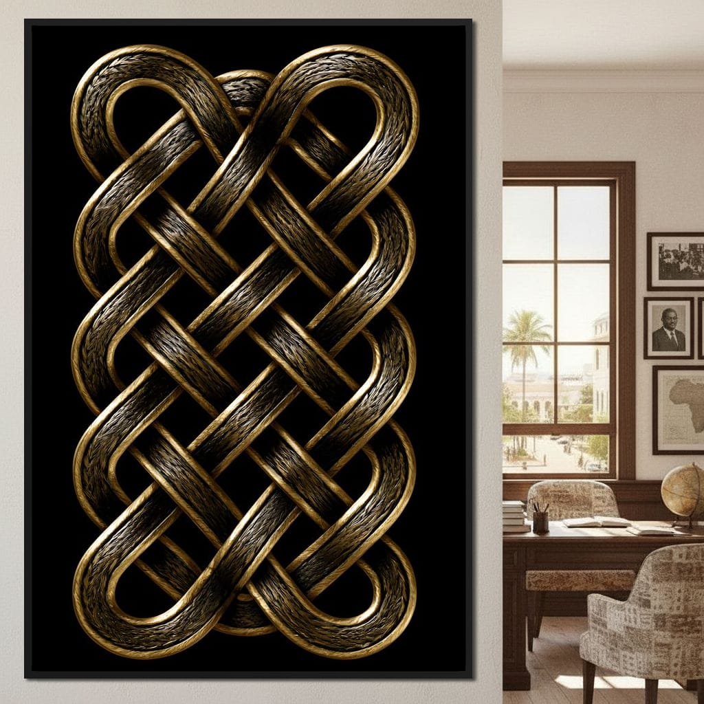 Ancient Norse Gold Metal Interlace Canvas Wall Art