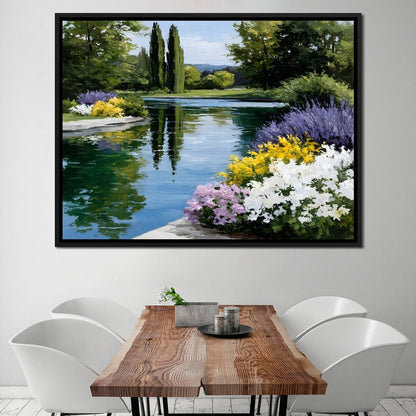 Garden Reflection Tranquil Pond Canvas Wall Art