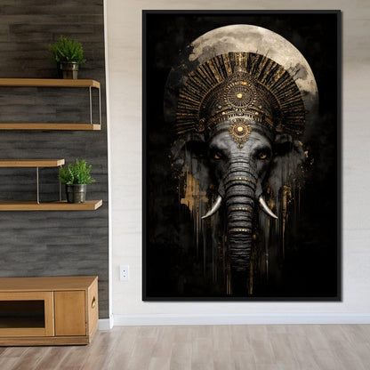 Golden Pharaoh Elephant King Canvas Wall Art
