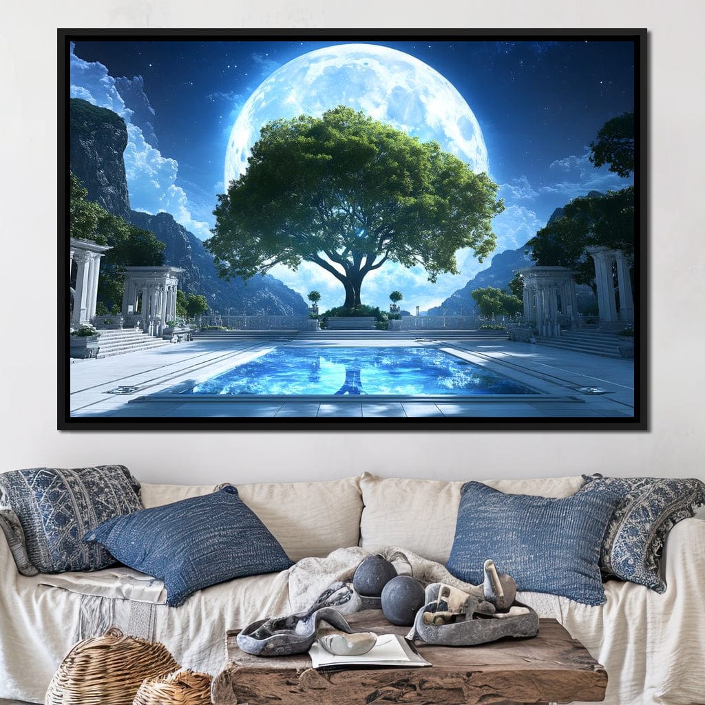 Lunar Reflection Sanctuary Canvas Wall Art