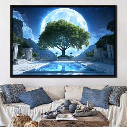 Lunar Reflection Sanctuary Canvas Wall Art