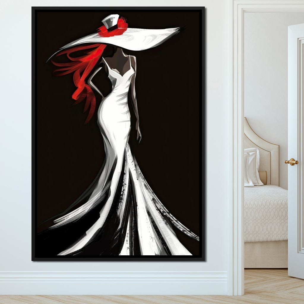 The White Dress - Sable Elegance with Flare Canvas Wall Art