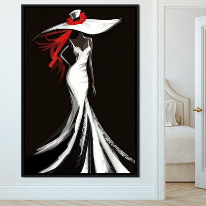 The White Dress - Sable Elegance with Flare Canvas Wall Art