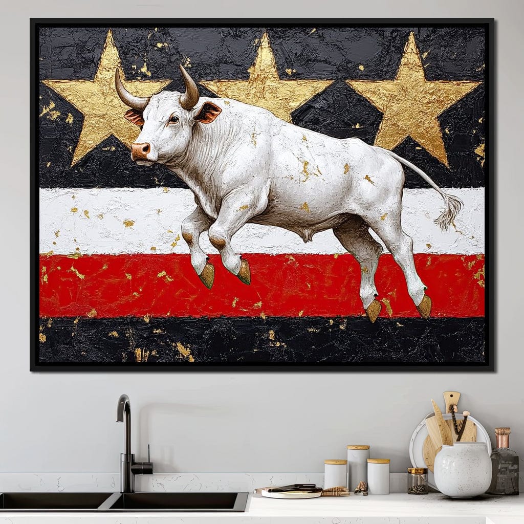 Bull Odyssey Across Stars Canvas Wall Art
