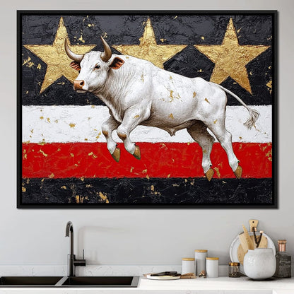 Bull Odyssey Across Stars Canvas Wall Art