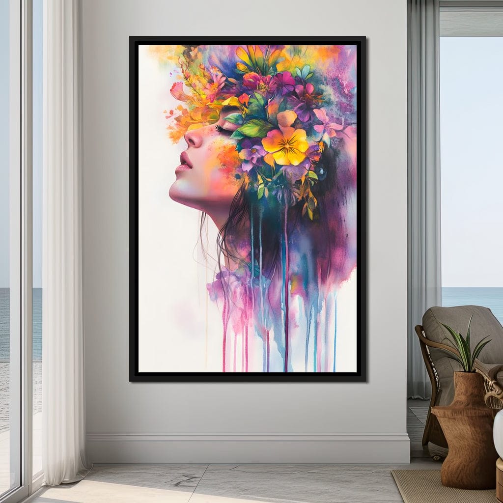 Floral Dreams Embrace Essence Canvas Wall Art