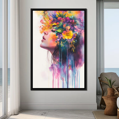 Floral Dreams Embrace Essence Canvas Wall Art