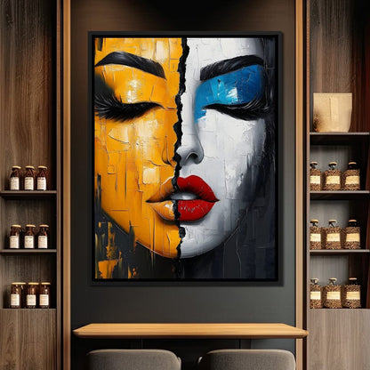 Dual Tones Modern Portrait Face Canvas Wall Art