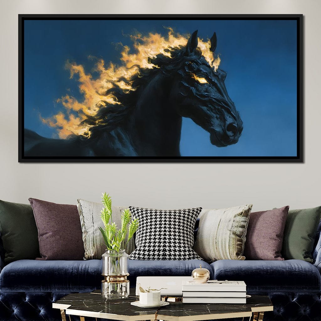 Fiery Night Stallion Spirit Canvas Wall Art