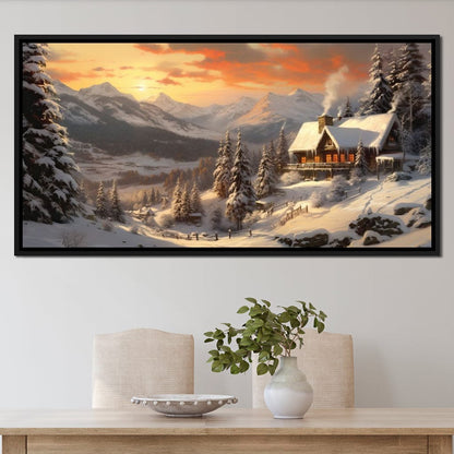 Christmas Cottage Canvas Wall Art