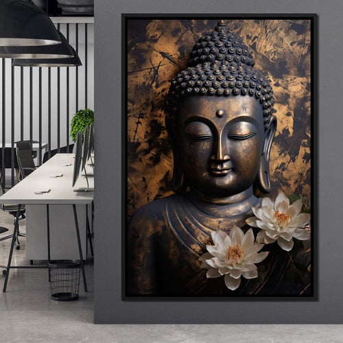 Buddha's Bronze Serenity Canvas Wall Art