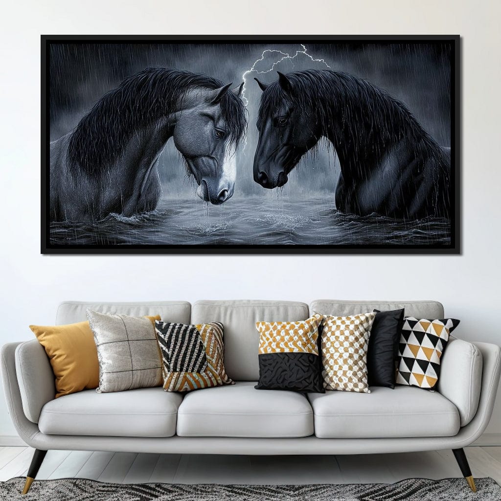 Dark Horses in the Storm Canvas Wall Art
