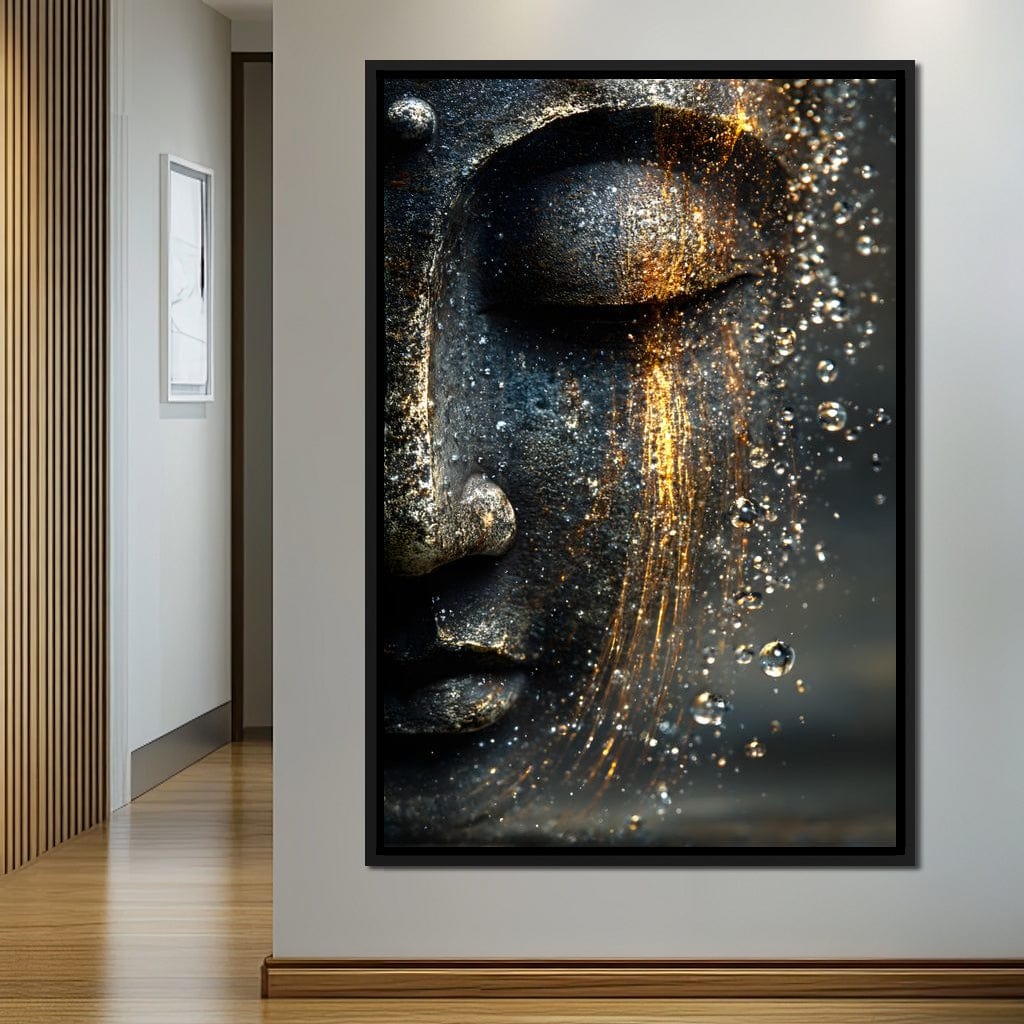 Golden Tranquil Buddha Flow Canvas Wall Art