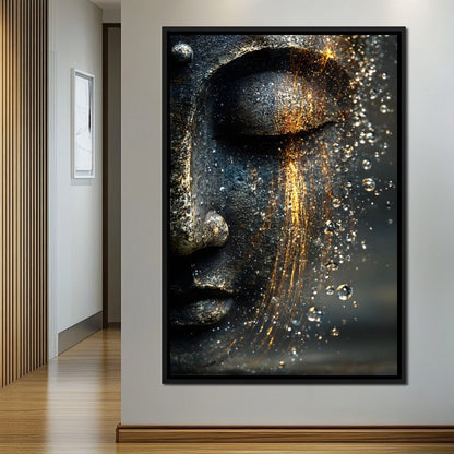 Golden Tranquil Buddha Flow Canvas Wall Art
