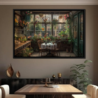 Backyard Floral Kitchen Canvas Wall Art