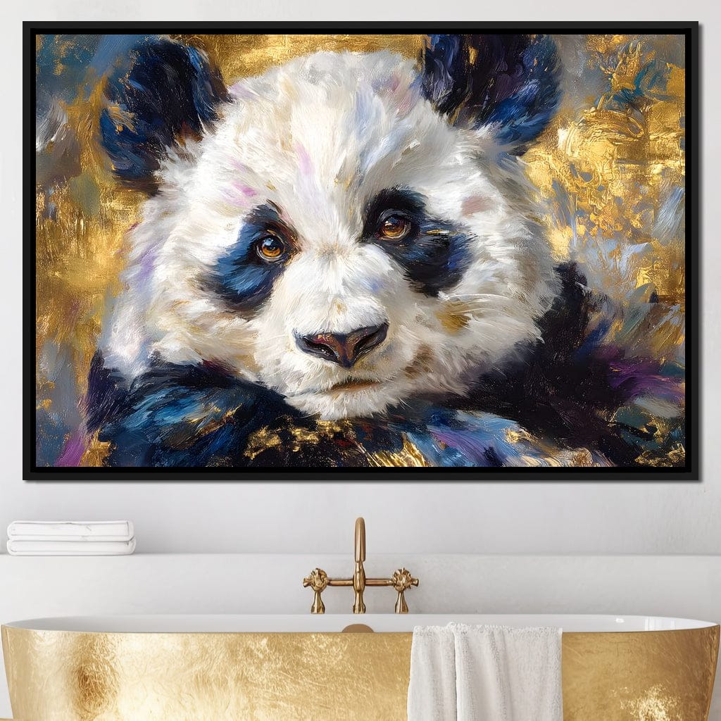 Golden Panda Daydream Portrait Canvas Wall Art
