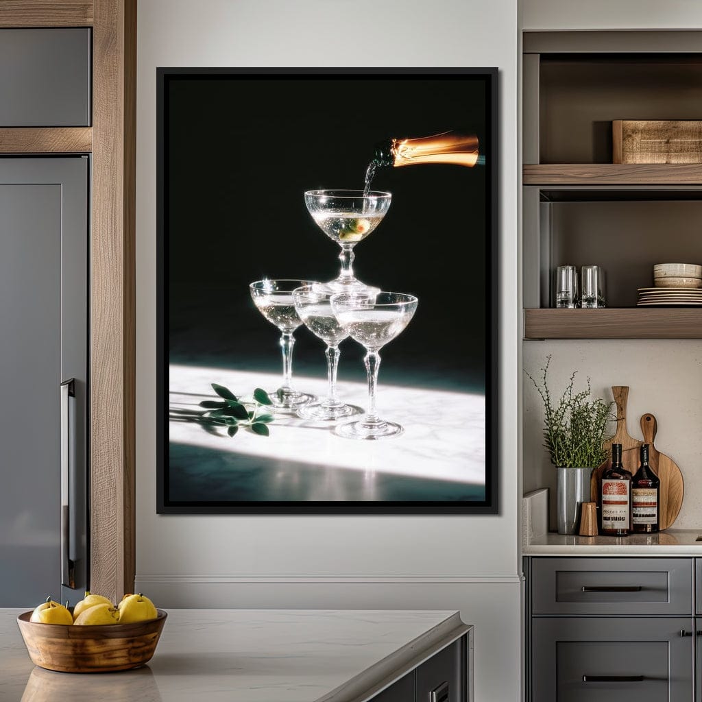 Champagne Cascade Celebration Canvas Wall Art
