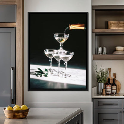 Champagne Cascade Celebration Canvas Wall Art