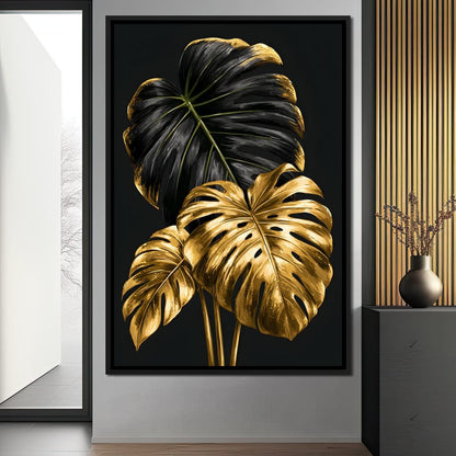 Gilded Foliage Dark Contrast Canvas Wall Art