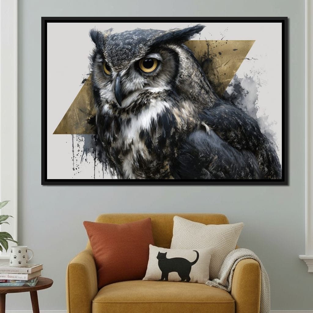 Golden Eyed Owl Portrait Canvas Wall Art