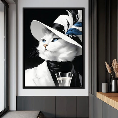Sophisticated Feline Reverie Canvas Wall Art